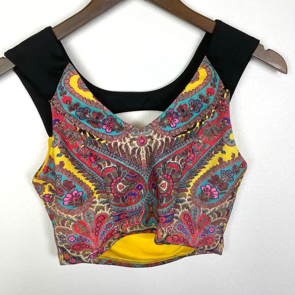 Bebe | Yellow Multi Color Floral Print Crop Tank Matching Skirt 2 Piece Set - Picture 5 of 11